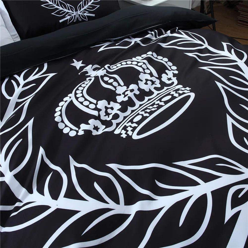 Digitaldruck Ihr König Ihre Königin Schwarze Bettdecke Bettwäsche-Sets Schlafzimmer-Bettdecken-Set Heimtextilien Bettwäsche Luxus 240x220 Bett-Set