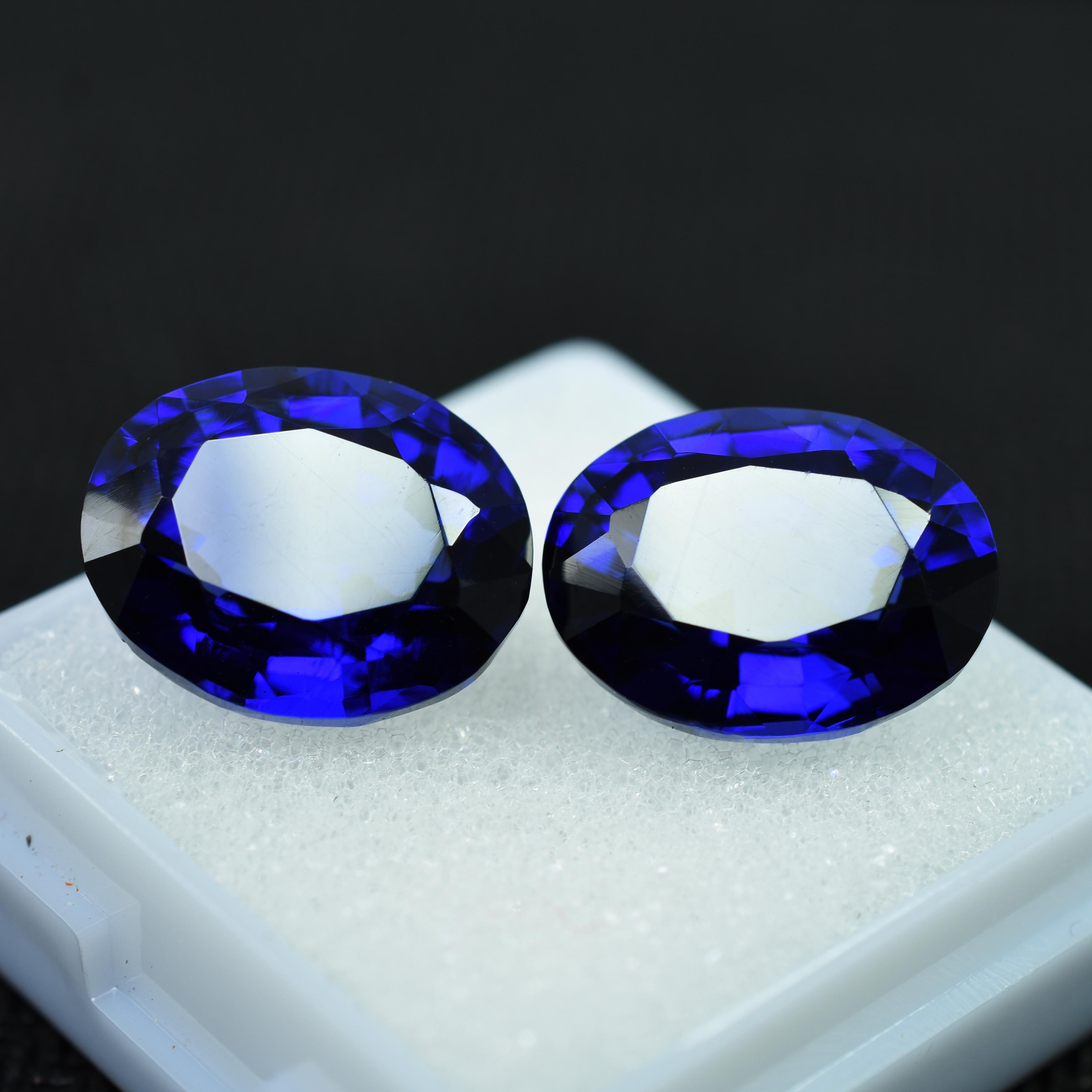 Safir Albastru Natural Piatră Prețioasă Liberă 18 ct Pereche Formă Ovală Realizare Bijuterii Piatră de Naștere Septembrie Cadou 14 mm albastru