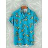Herren Flammenblau Hawaiianisches Hemd Sommer Lässig Kurzarm Strandparty Oberteile Mode Streetwear