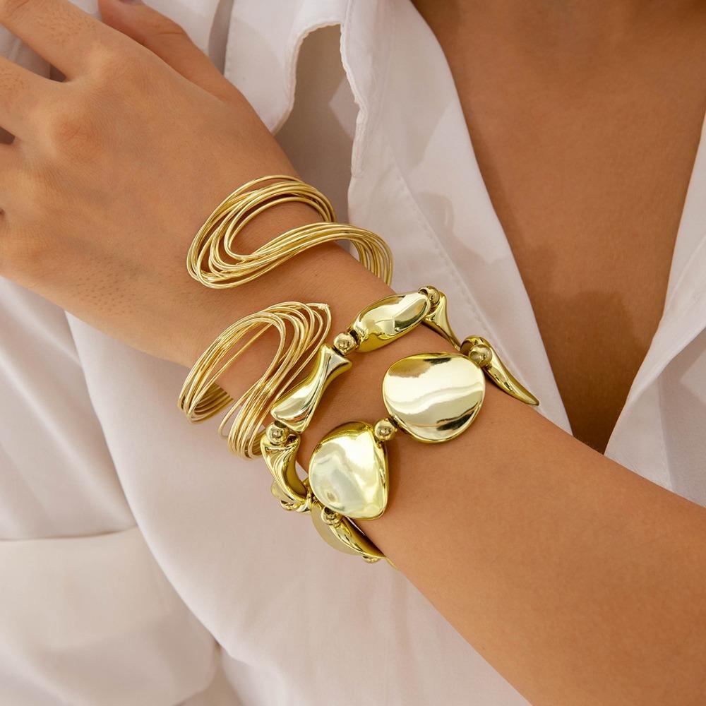 Exaggerated Beaded Bracelet Multi-layered Geometric Twisted Lines Geometric Opening Bracelet Irregular Shaped Wrapped Bracelets