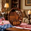 Patriotic 4th of July Table Centerpiece Wooden America Flag Lady Liberty Standing Sign for Independence Day Farmhouse Tiered Tray Decor