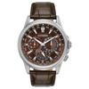 Calendario Serie 100 Metros Resistente al Agua Solar Cuarzo Correa de Cuero Reloj para Hombre Esfera Marrón BU2020-29X