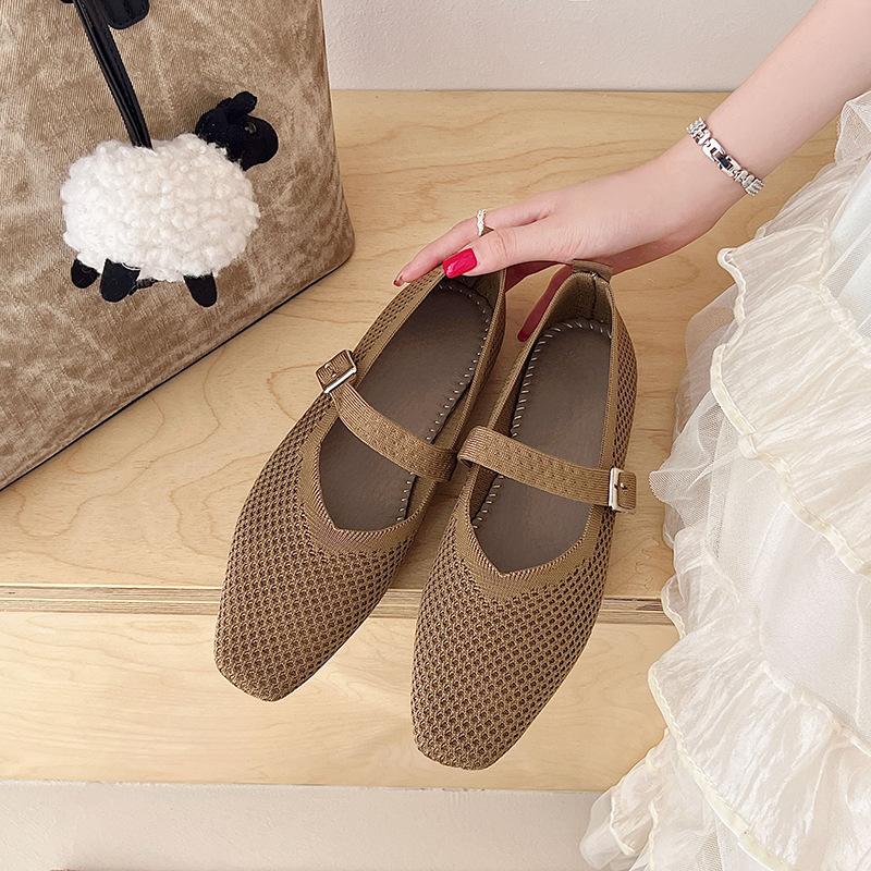 

Fashion Women Casual Shoes 2025 Knit Mesh Sport Shoes Comfortable Breathable Versatile Spring Autumn EVA Insole Rubber Outsole Mary Jane 40 коричневый