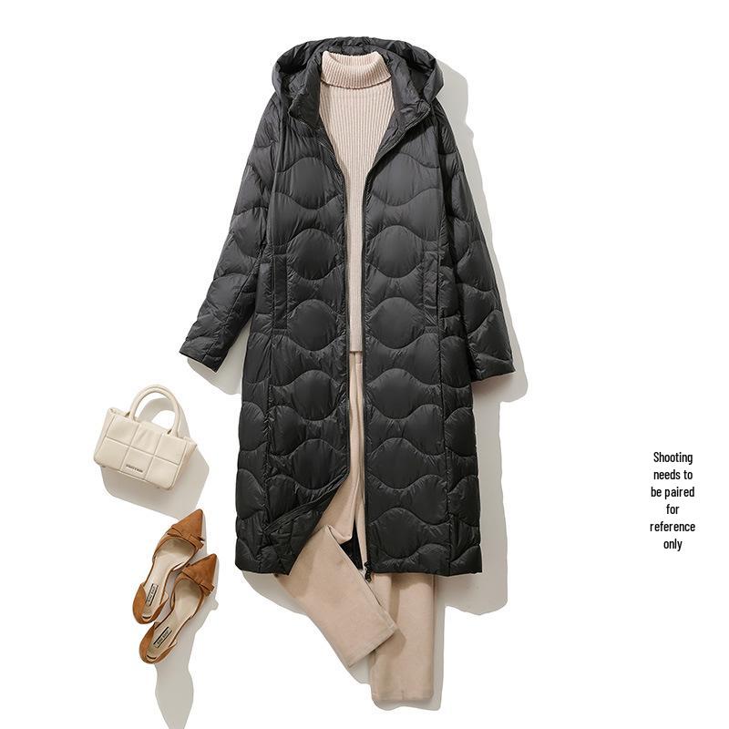 

Youjia Women s Extra Long Hooded Lightweight Down Jacket - Slimming and Warm for Autumn/Winter. L
