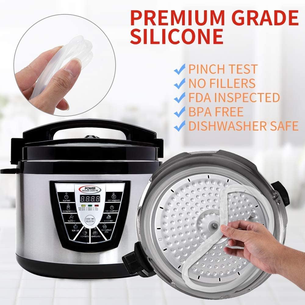 Original Sealing Ring for 6 Qt Power Pressure Cooker XL 6 Quart Replacement Silicone Gasket Seal Rings Compatible With 6 Qt PPC770 PCXL-PRO6,