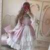 Alice în Țara Minunilor drăguțe femei Lolita OP rochie cu dantelă cu borduri japoneze Harajuku cu mâneci lungi păpușă rochie pentru adolescenți Rochii cu zână