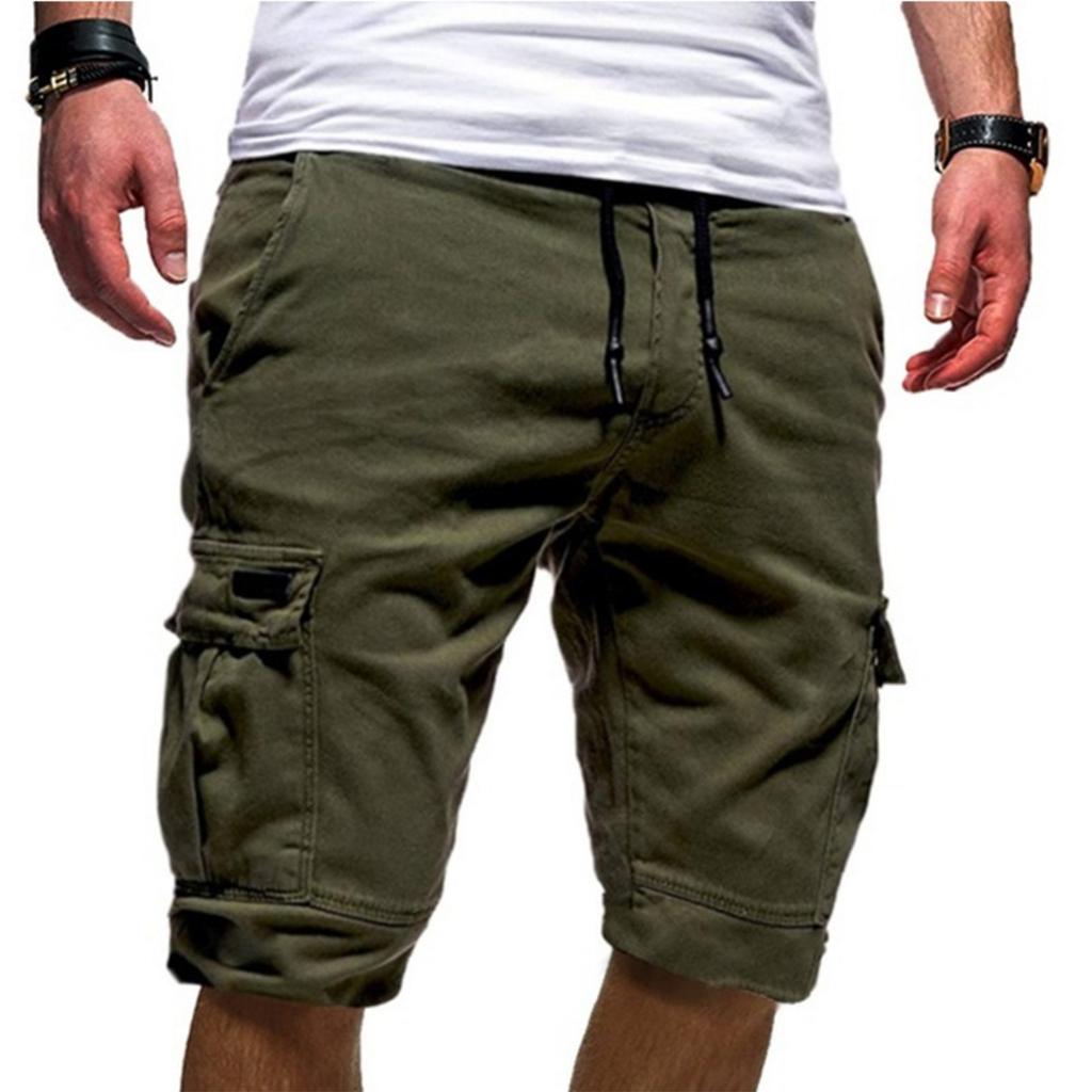 Men's Summer Casual Outdoors Casual Patchwork Pockets Overalls Sport Tooling Shorts Pants