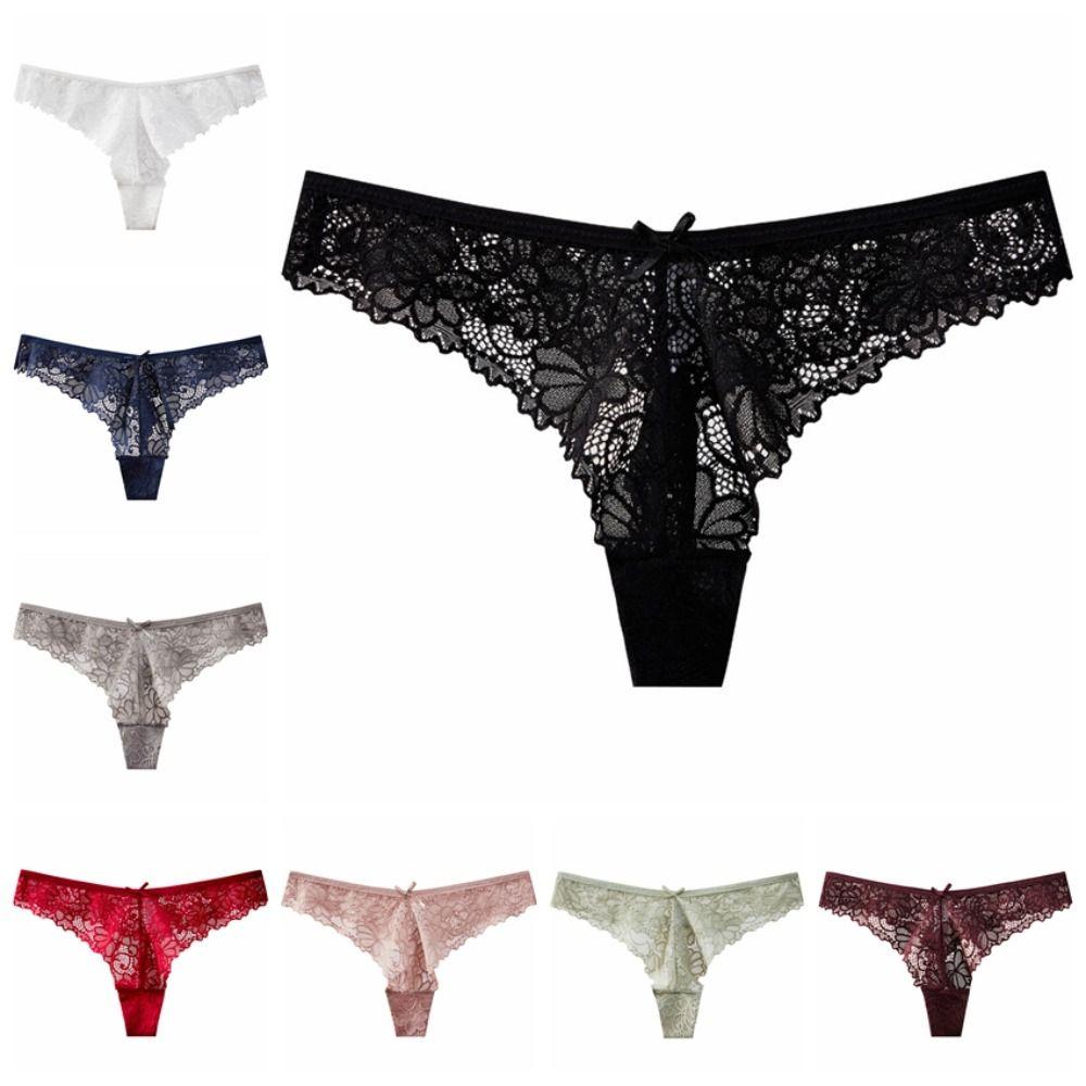 Bow Underwear for Women Low Waist Mesh Lace Briefs Fashion Lace Panties Lady