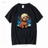 Brown Maltipoo Starry Night Mom Dad Owner T Shirt SweaT Long or Short Sleeves Vintage Washed Stretched Fashion Streetwear
