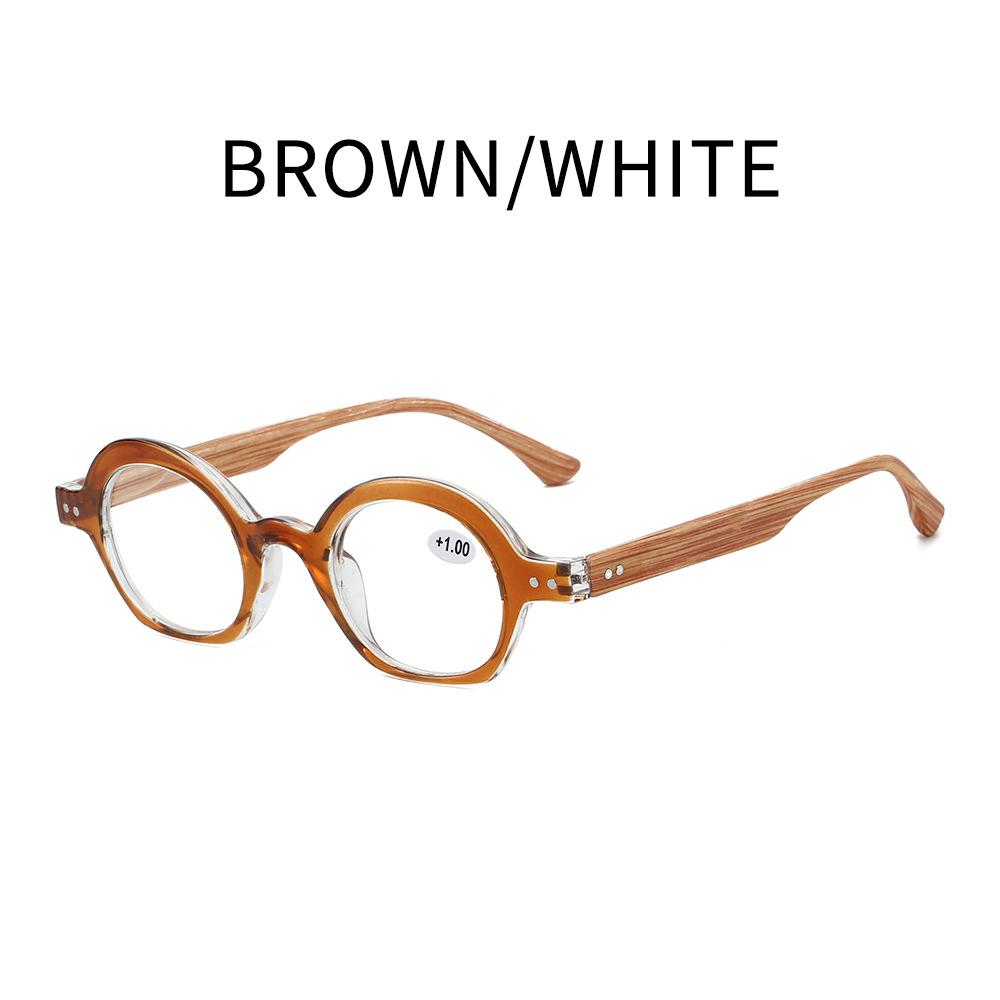 1918 Imitation Wood Grain Rice Nail Anti-Blue Glasses Men And Women, Japan And Korea Round Frame Ultra-Light High Definition Reading Glasses Frame