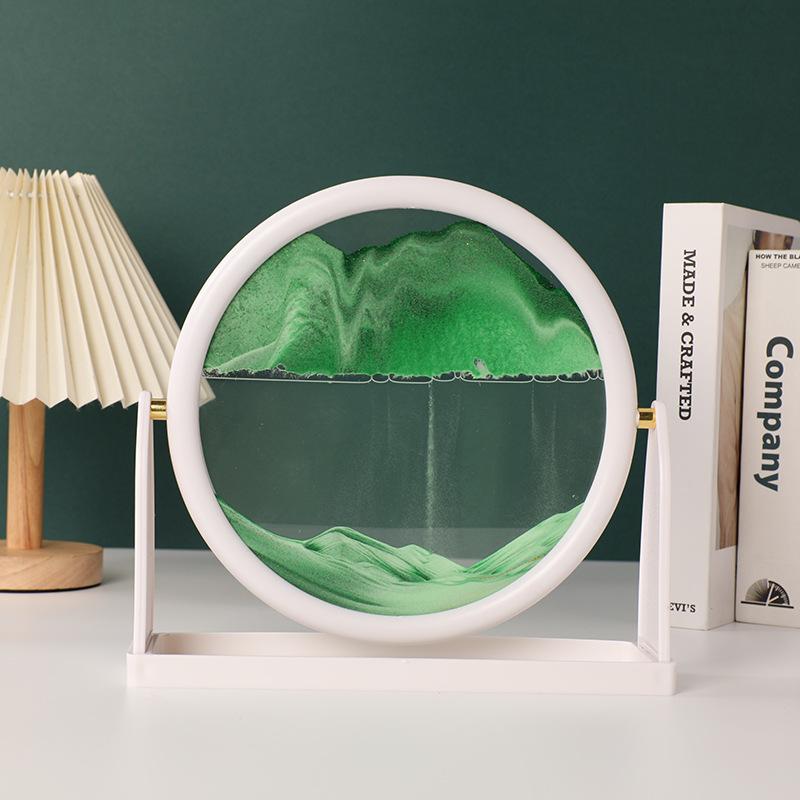Rotatable Sandscape Moving Sand Art Picture Round Glass Deep Sea Quicksand 3D Hourglass Flowing Sand Painting Home Decor Gifts