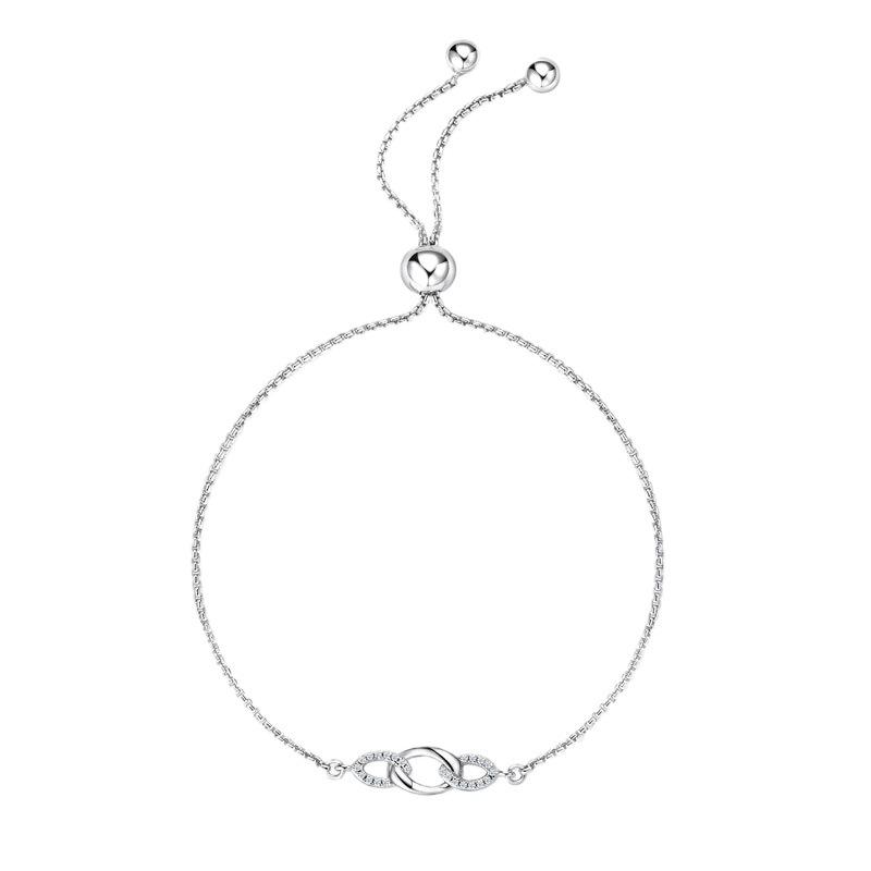 

Silvere Glam Европейский и американский стиль, регулируемый браслет из муассанита, браслет из трех колец, браслет из муассанита для женщин a pair белый