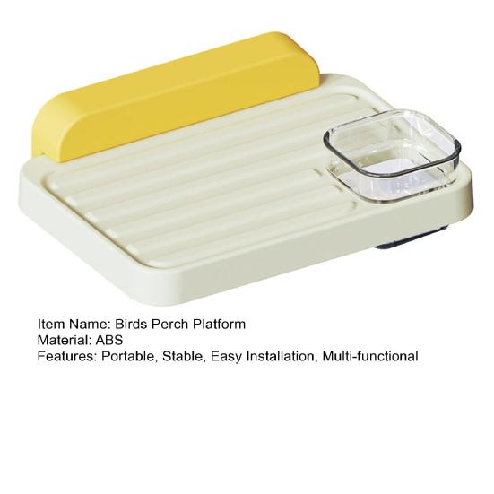 Vogelsitzstange, Plattform, Kunststoff, Papageiensitzstange, Ständer, Regal mit Futternapf, Vogelkäfig-Zubehör für Sittiche, Nymphensittiche, Unzertrennliche, Wellensittiche