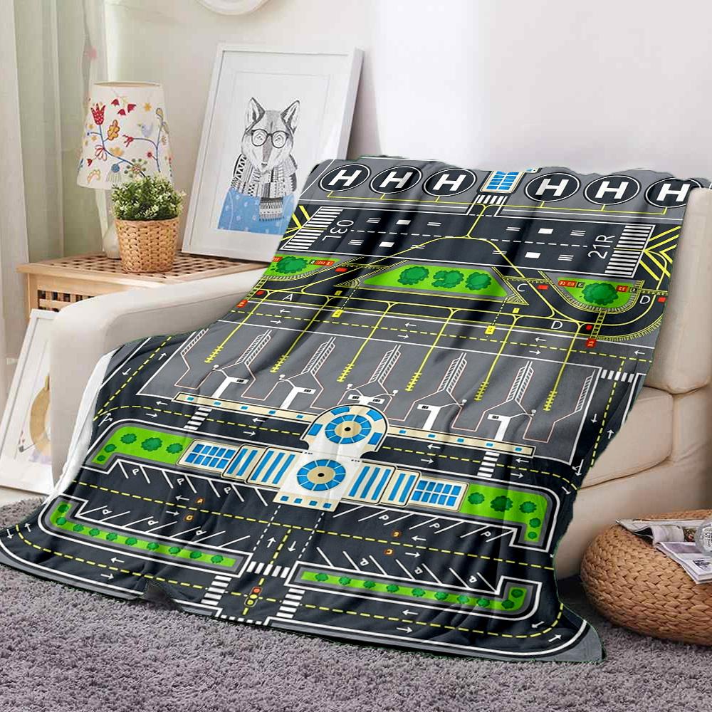 Airport Map Flannel Blanket Throw Blanket Soft Warm Sofa Bed Camping home Decor Unique Christmas Gift C9264