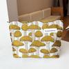 Large Mushroom Print Cosmetic Bag Portable Zipper Makeup Pouch For Daily Use