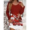 Autumn Winter Women Dresses Christmas Snowflake Print Dress Casual Party Clothing Long Sleeve Women's Loose
