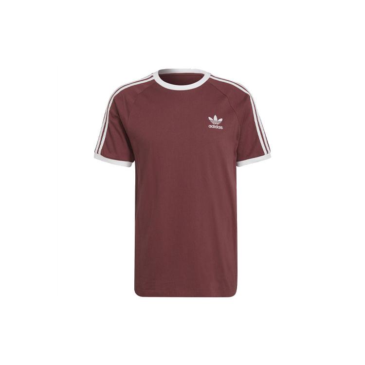 Adidas T Shirts Men s Dark Red Crew Neck Moderate Straight Fit HE9548 XS