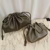 New Model Women's Genuine Leather Cloud Bag: Top Grain Cowhide Drawstring Purse & Crossbody Clutch