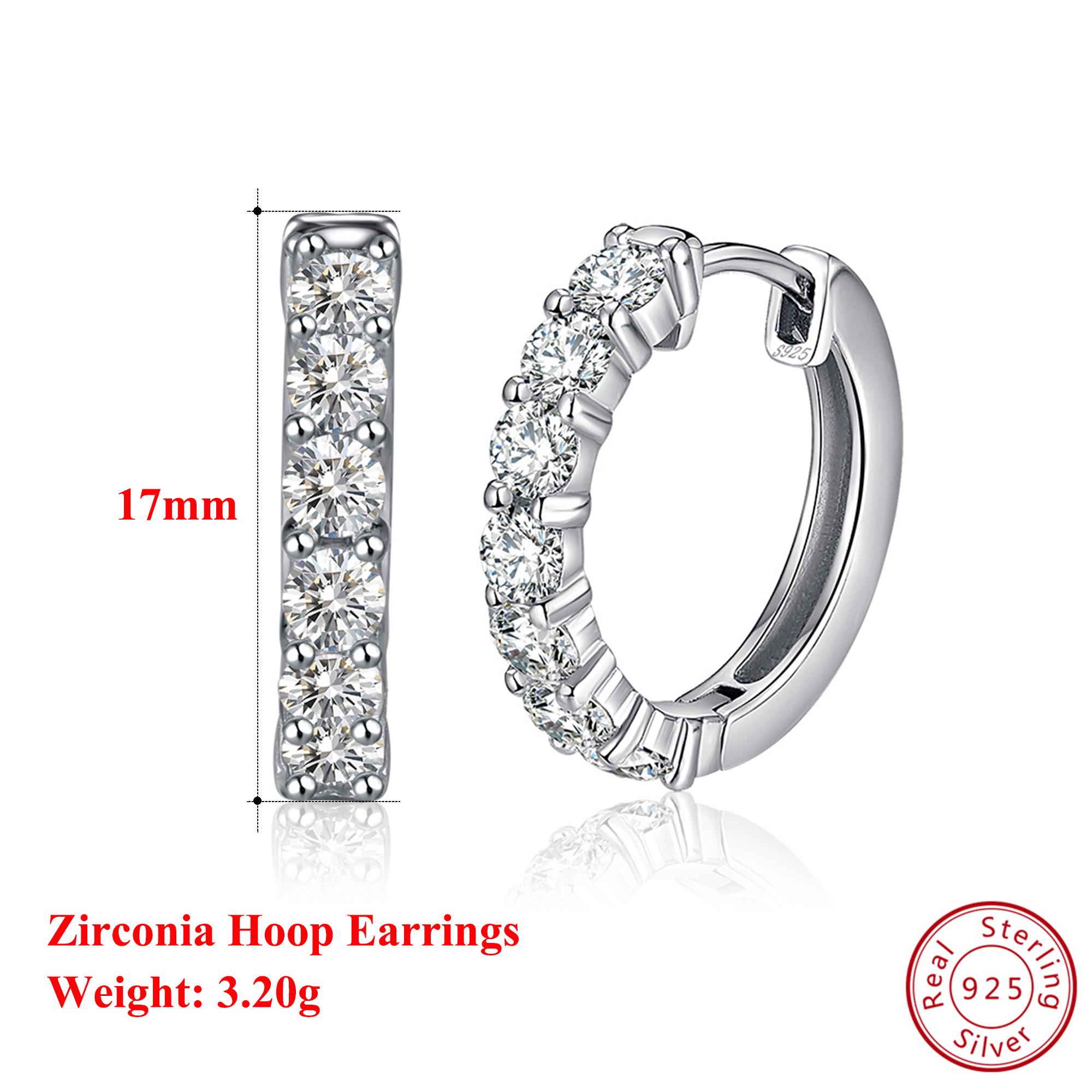 

Effie Queen Sparkling Cubic Zircon Circle Hoop Earrings 925 Sterling Silver Classic Shining Round Lab Diamond Fine Jewelry SE82