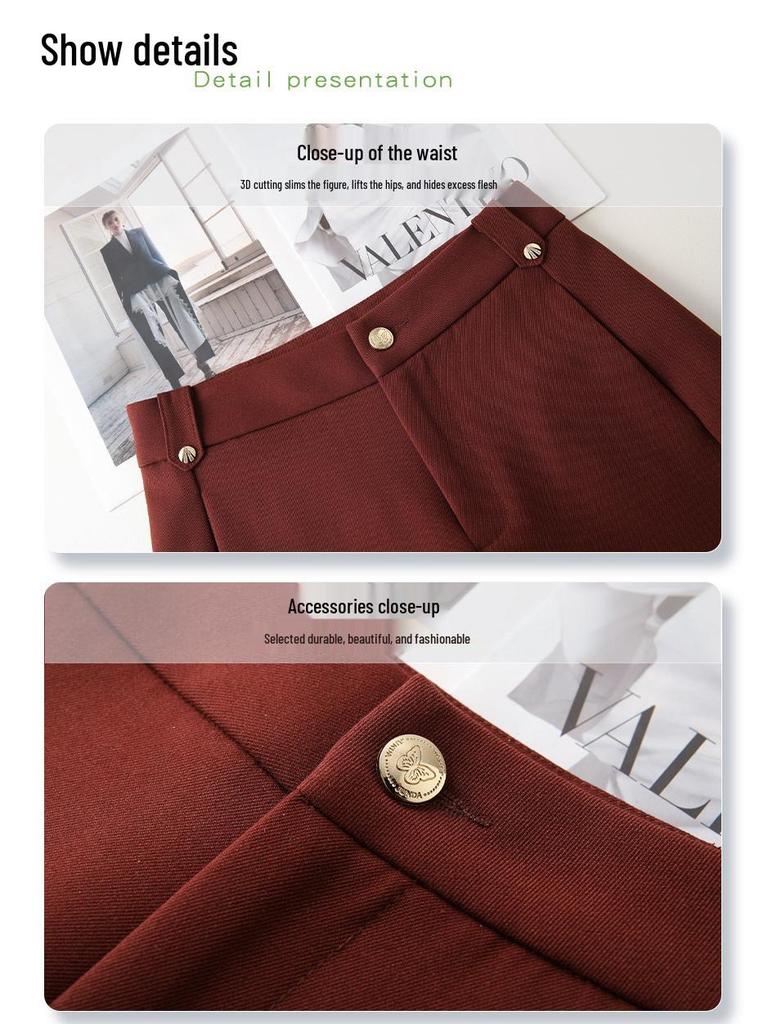 Ancola Women's High-Waisted Red Shorts - Spring 2025 Collection: Loose, Straight, Slimming, Wide-Leg Trousers