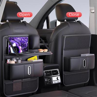 Multi-functional Car Seat Back Organizer Large Capacity with Tissue Box Backseat Storage Bag with Foldable Tray