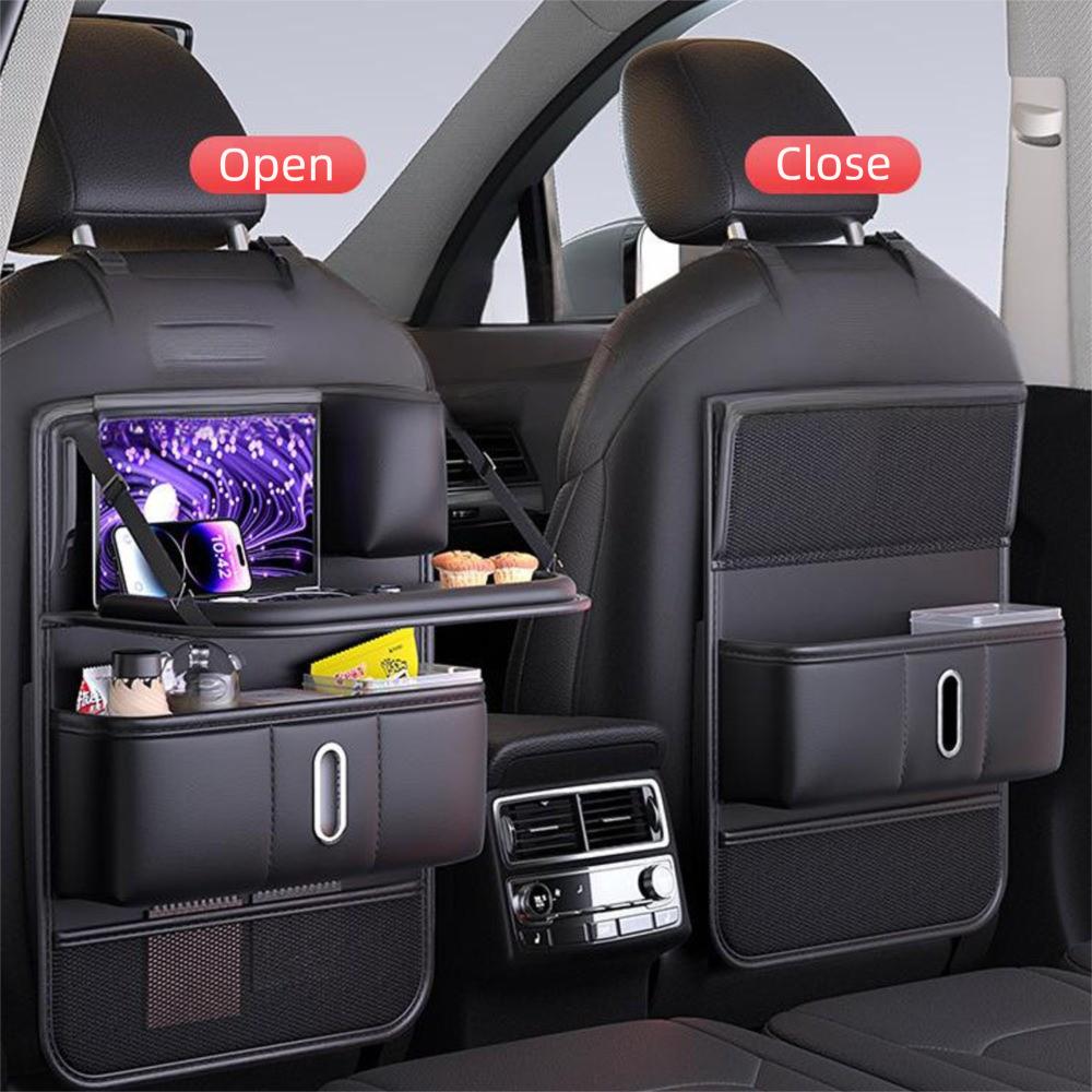 with Foldable Tray Backseat Storage Bag Seat Anti Kick Guard  Car Interior Accessories