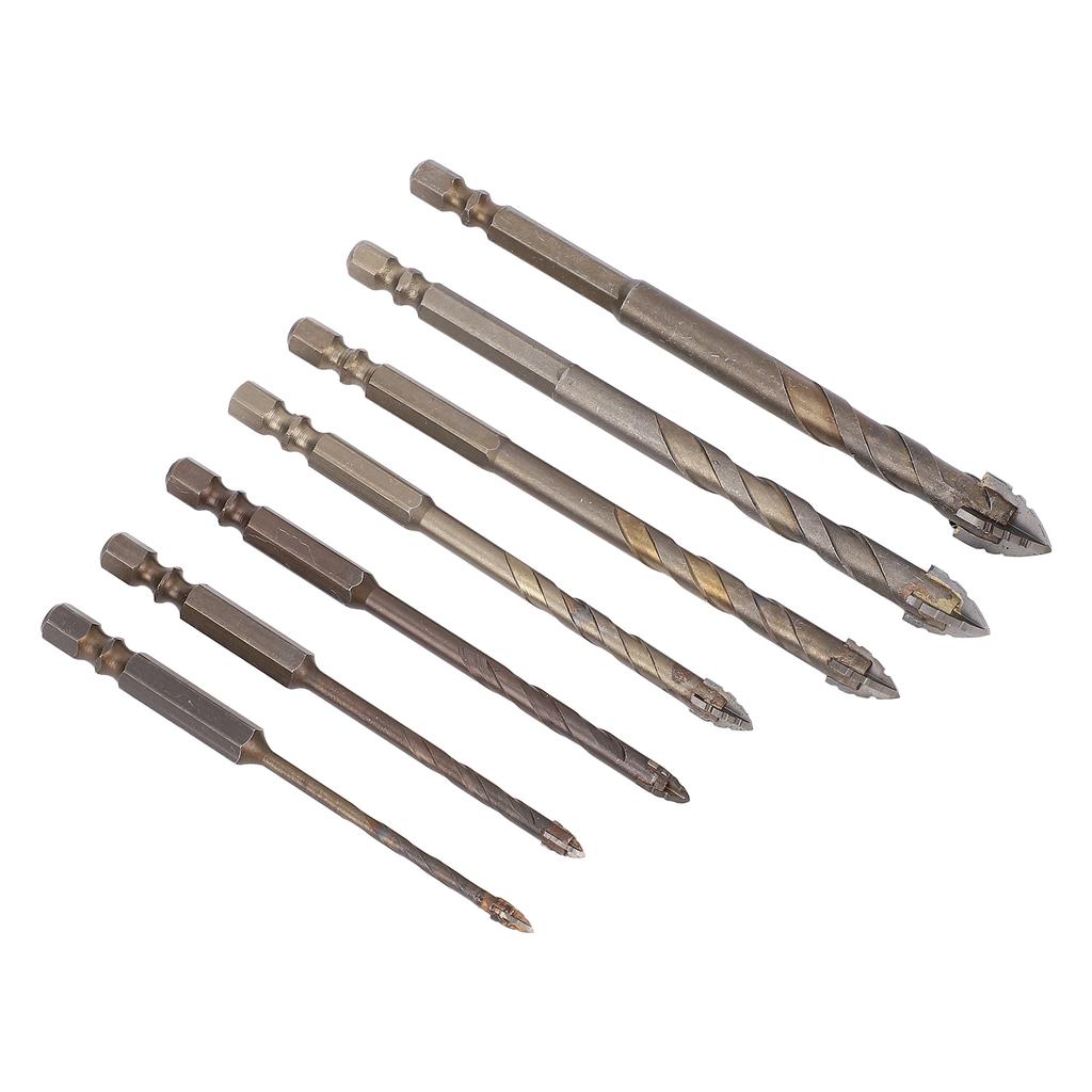7 Stück Mauerbohrer Set Sechskantschaft Betonbohrer für Zement Glas Holz Fliese Ziegel 312mm