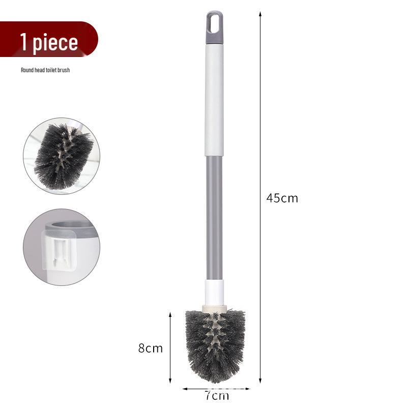 Universal Soft Bristle Toilet Brush with Long Handle and Base for Home Bathroom Cleaning