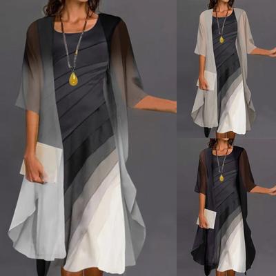 Zweiteiliges Kleid mit lässigem Modedruck für Damen