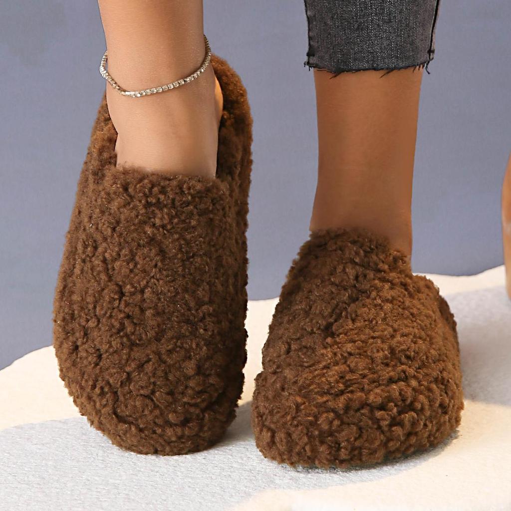 Neue dicke Ferse Luxus Lammwolle Mules Damenmode Dicke Sohle Kunstpelz Geometrisch Leopardenmuster Indoor/Outdoor Pelzhausschuhe