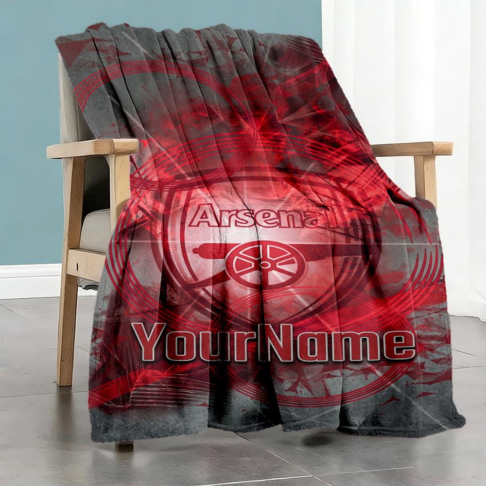 Arsenal Customize Your Name Blanket Cozy Customizable Blanket Soft Warm Cozy for Picnics Office Bed Home Decor Ideal for All Seasons
