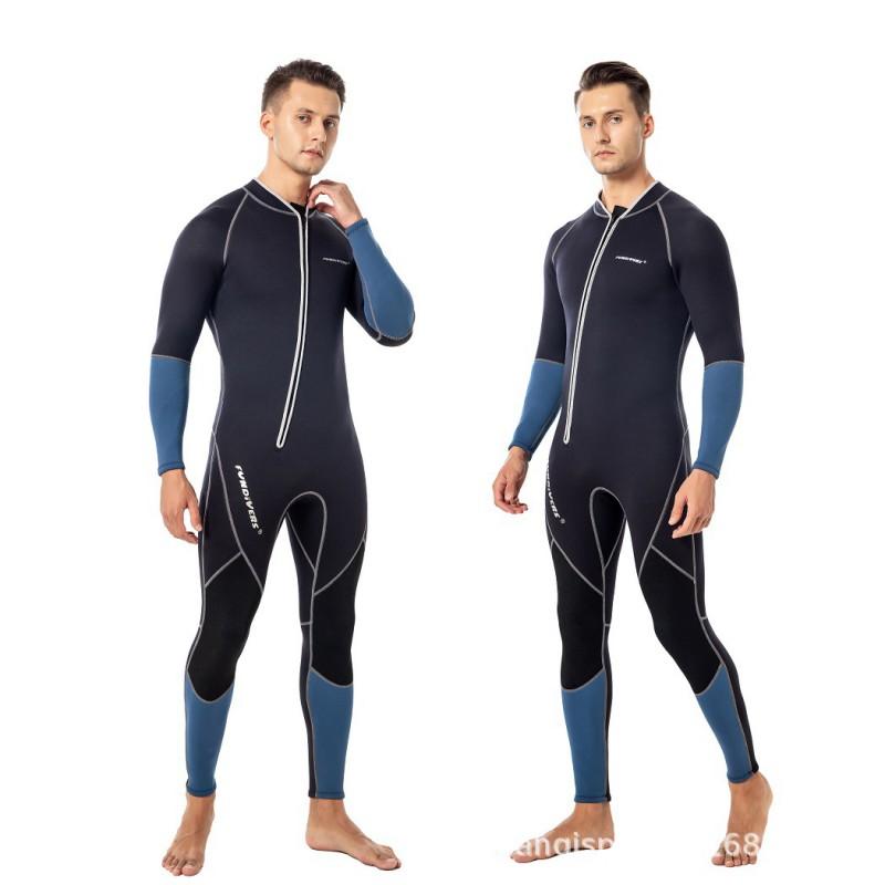 Mens 3mm Fullsuit Wetsuit With Front Zipper Snorkeling Diving Surfing Warm Thermal Protection