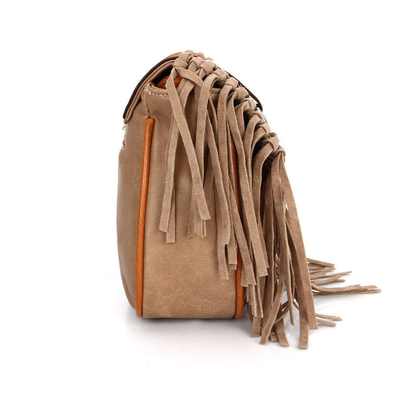Bohemian Tassel Messenger Bag Sen Series Women'S Bag Newest Fashion Retro Shoulder Frosted Messenger Bag Women Leather