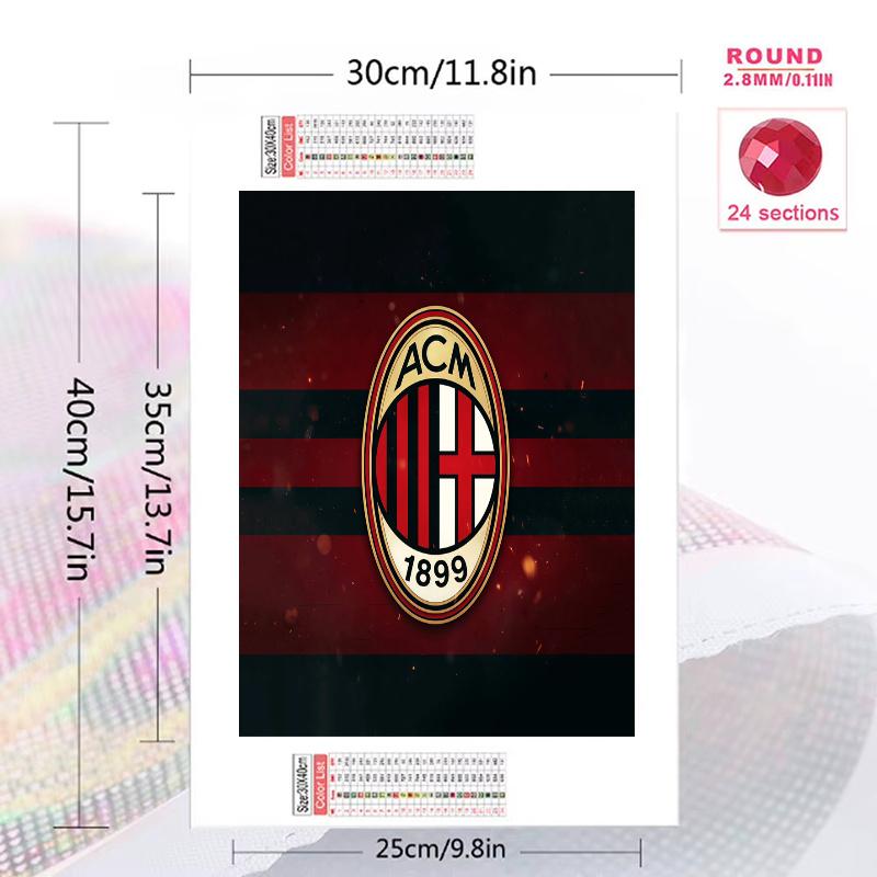 AC Milan 100% Round Full Drill 5D DIY Diamond Painting Embroidery Cross Stitch Rhinestone Décor