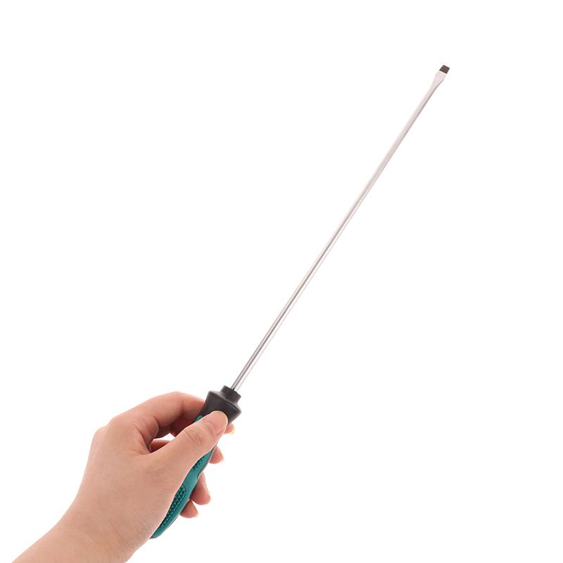 1 Piece Green Rubber Handle Magnetic Screwdriver Long Slotted Screwdriver Installation And Disassembly Repair Tool