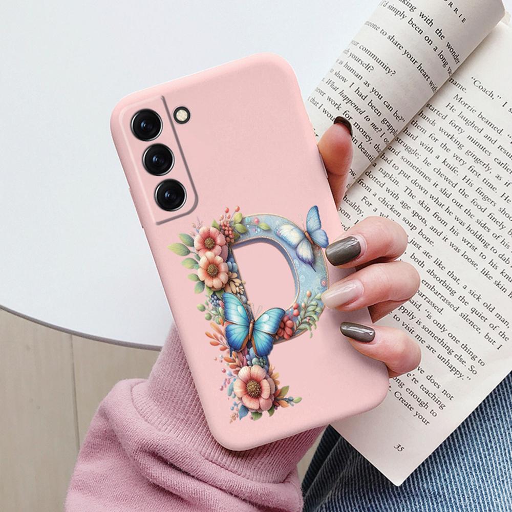 Phone Case Women For Samsung Galaxy S21 FE S22 Plus Girls Bumper Cover Colorful Letter Flower Butterfly Love samsang s22 Ultra