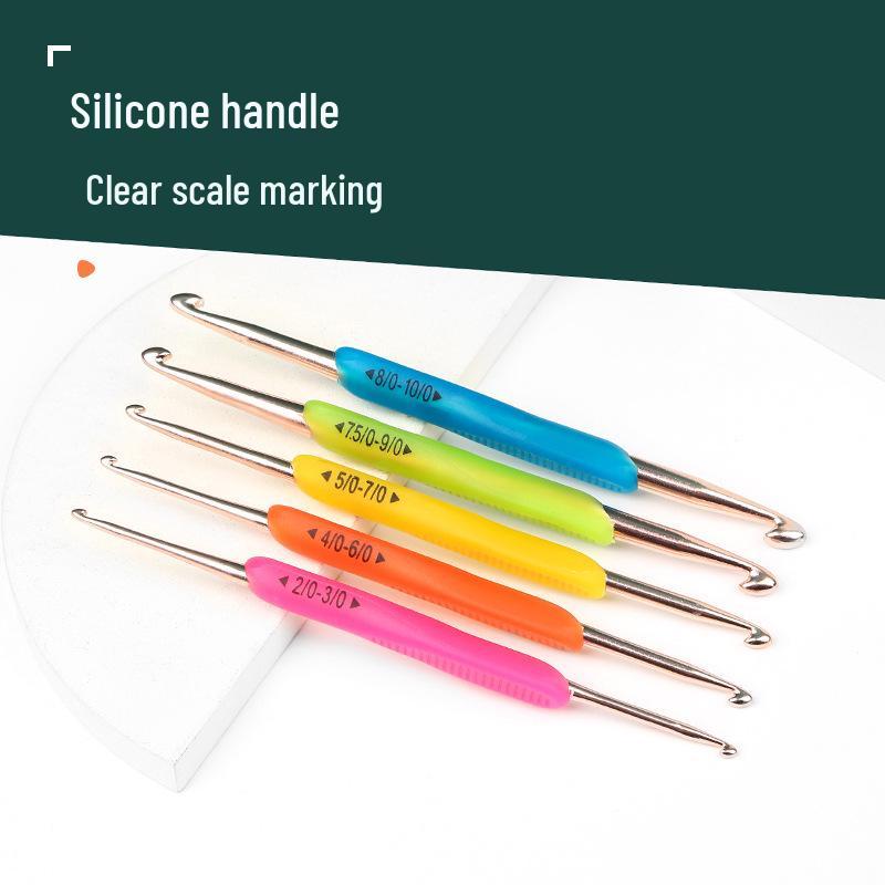 TPR Soft Rubber Double-Ended Crochet Hook Set, Handmade DIY Yarn Knitting Tool, 5-Piece Set