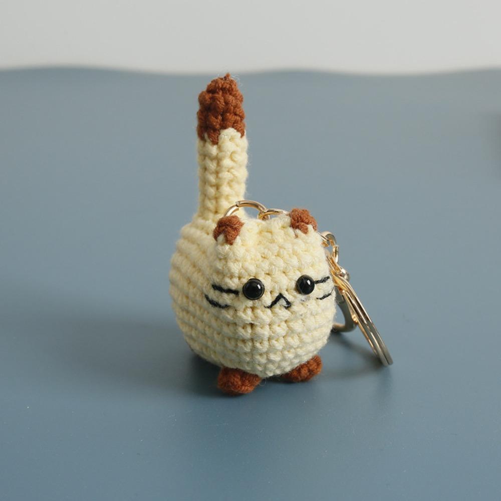 Handmade Handwoven Kitten Pendant Multi Color Animal Bag Charm Cat Key Ring  Gift Giving