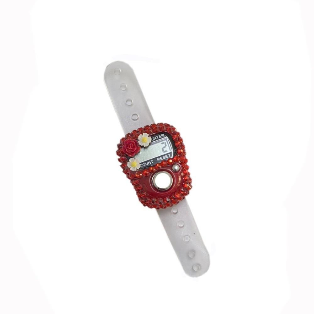 Reset Button Digital Finger Counter Rhinestone Decor Ring Tally Counter for Knitting