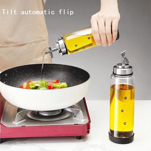 Automatic Flip Condiment Bottle for Home Use, Oil Bottle, Soy Sauce, Vinegar Bottle, Olive Oil Container, 450ml