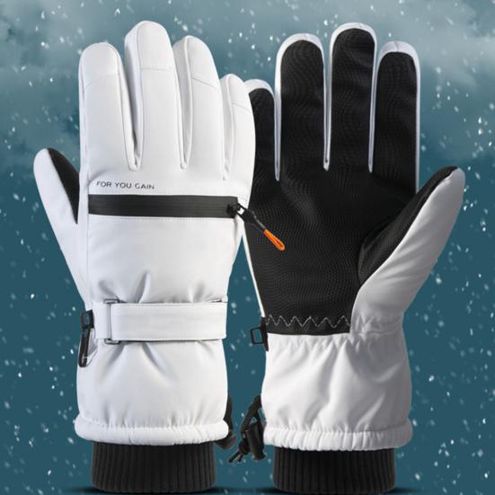 1 Pair Outdoor Skiing Gloves Men Women Non-slip Waterproof Windproof Touchscreen Fleece-Lined Thermal Gloves Winter Warm Thick Cycling Gloves