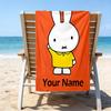 1pc Miffy2 Beach Towel with Custom Name, Beach/Swimming/Bath/Picnic/Camping Towel, Suitable for Seaside Beaches