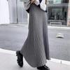 Pleated Skirt Women High Waist Slim Vintage A-Line Skirt New Autumn Winter Simple Classic Warm Female Knit Long Skirt