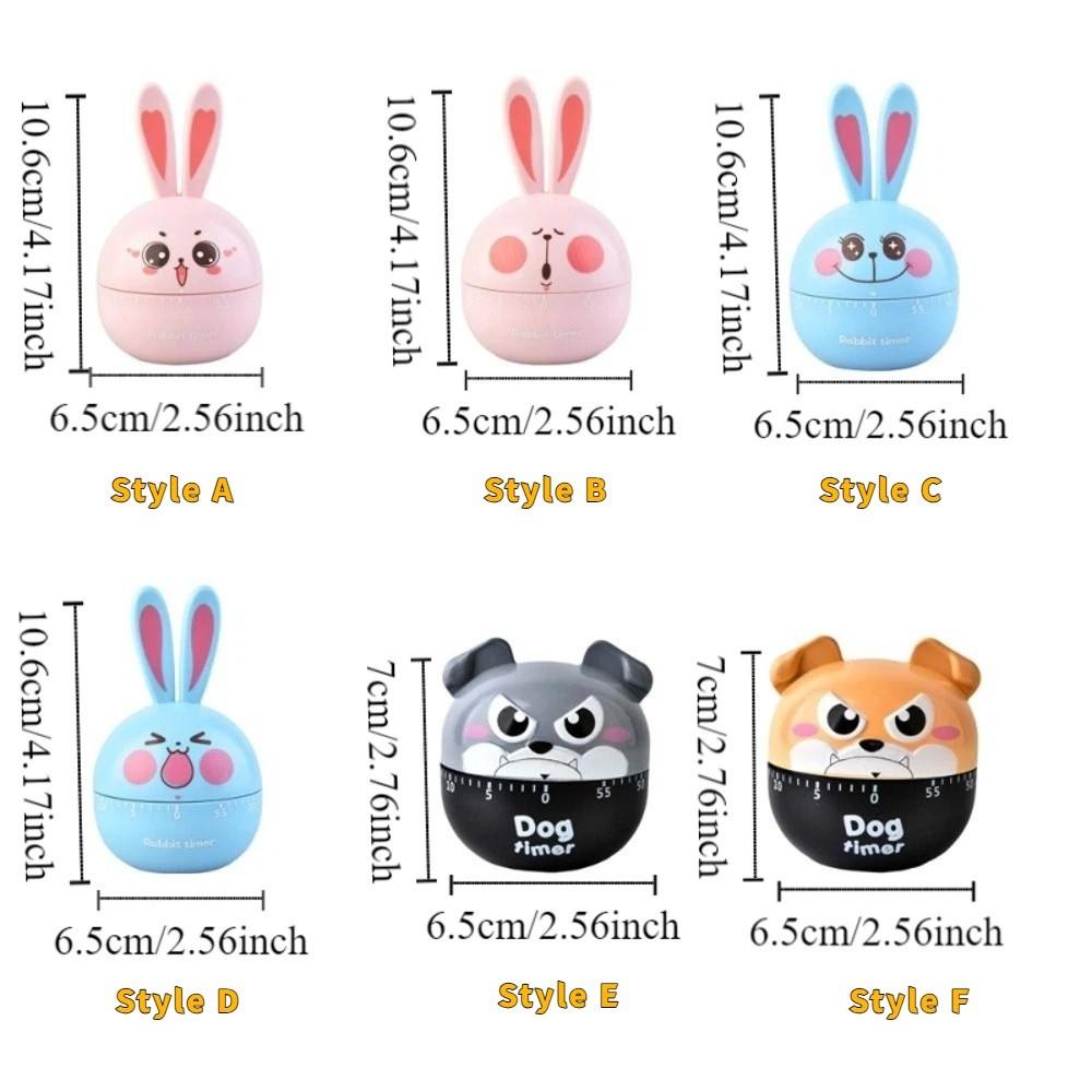 Cartoon Rabbit Shape Kitchen Timer High Accuracy Battery Free Mechanical Timer Adjustable Children Study Timer Kitchen Use