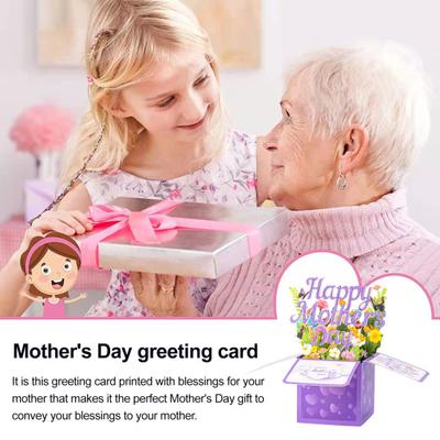 Mother's Day Pop Up Flower Card 3D Pop Up Happy Mother's Day Greeting Card Gift for Her Wife Mom Grandma