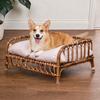 Eco Decx Rattan Pet Bed Without Cushion | Natural Woven Cane Dog & Cat Bed | Handcrafted Indoor Pet Furniture | 80 x 57 x 41 cm