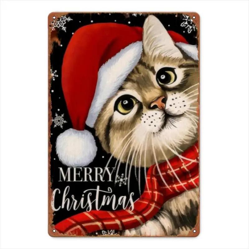 Vintage Merry Christmas Metal Sign, Retro Holiday Wall Decor 20x30cm