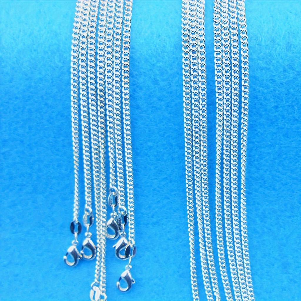 1PC 2MM, 16inch-30inch Chain Jewelry, Silvery Flat Curb Chain Necklaces For Men And Women