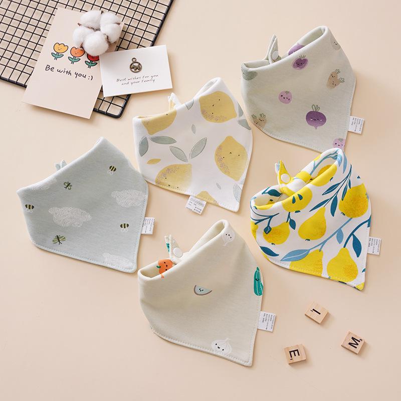 Pure Cotton Baby Drool Bib: Double-Layer Triangle Scarf with Snap Closure, Anti-Spit Up for Newborns