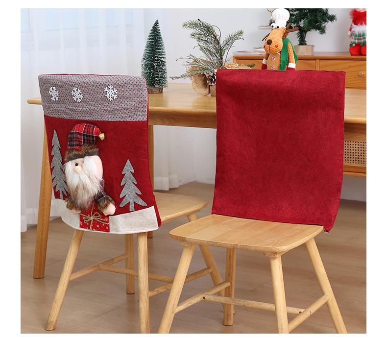 1pcs 3D Cartoon Santa Claus Christmas Chair Backrest Cover Set Fabric Dining Decor for Holiday Setup Household Supplies